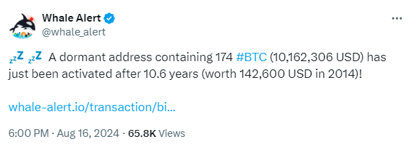 Old Bitcoin Wallet Moves $10.2M After 10 Years of Dormancy Old Bitcoin Wallet Moves $10.2M After 10 Years of Dormancy